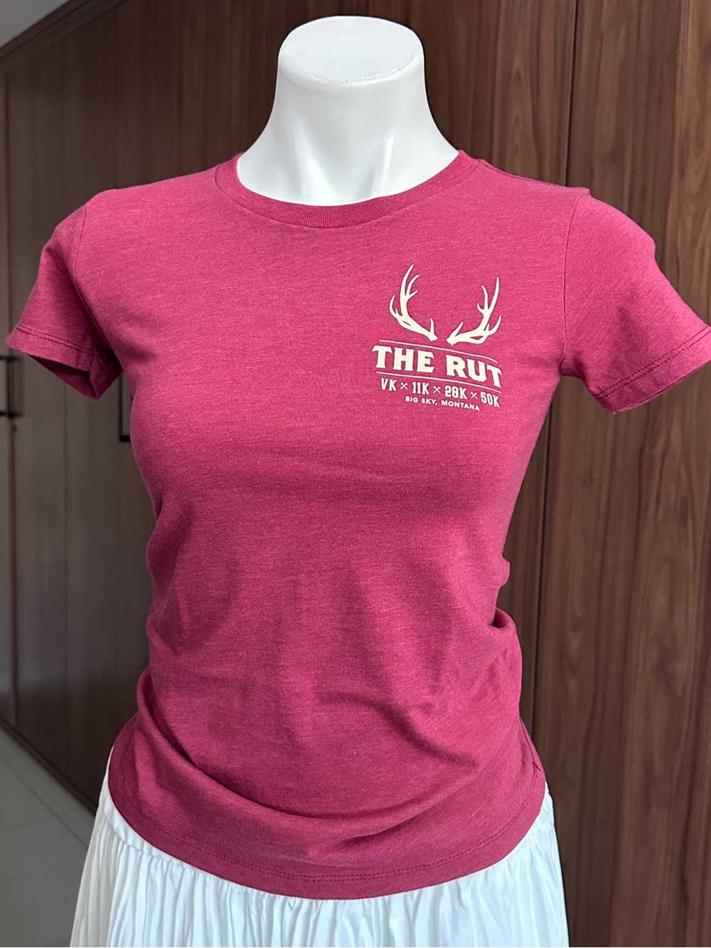 Next Level Apparel Women's Crew Tee - Raspberry Pink with White Logo